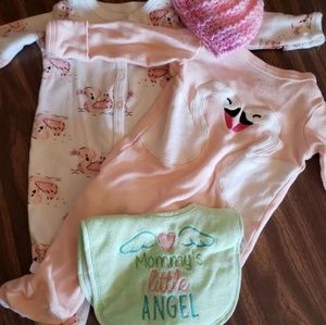 Sleep and Play Bundle Baby Girl 0-3 Month Swans